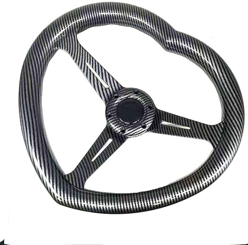 Miniatura 2 de Volante en forma de corazón negro del ABS universal del volante del estilo de la fibra de carbono