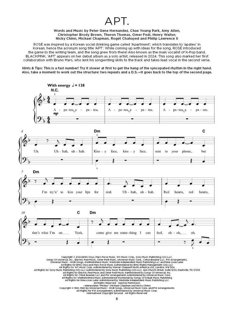 Really Easy Piano: Chart Hits of 2024-2025      Paperback – December 28, 2025