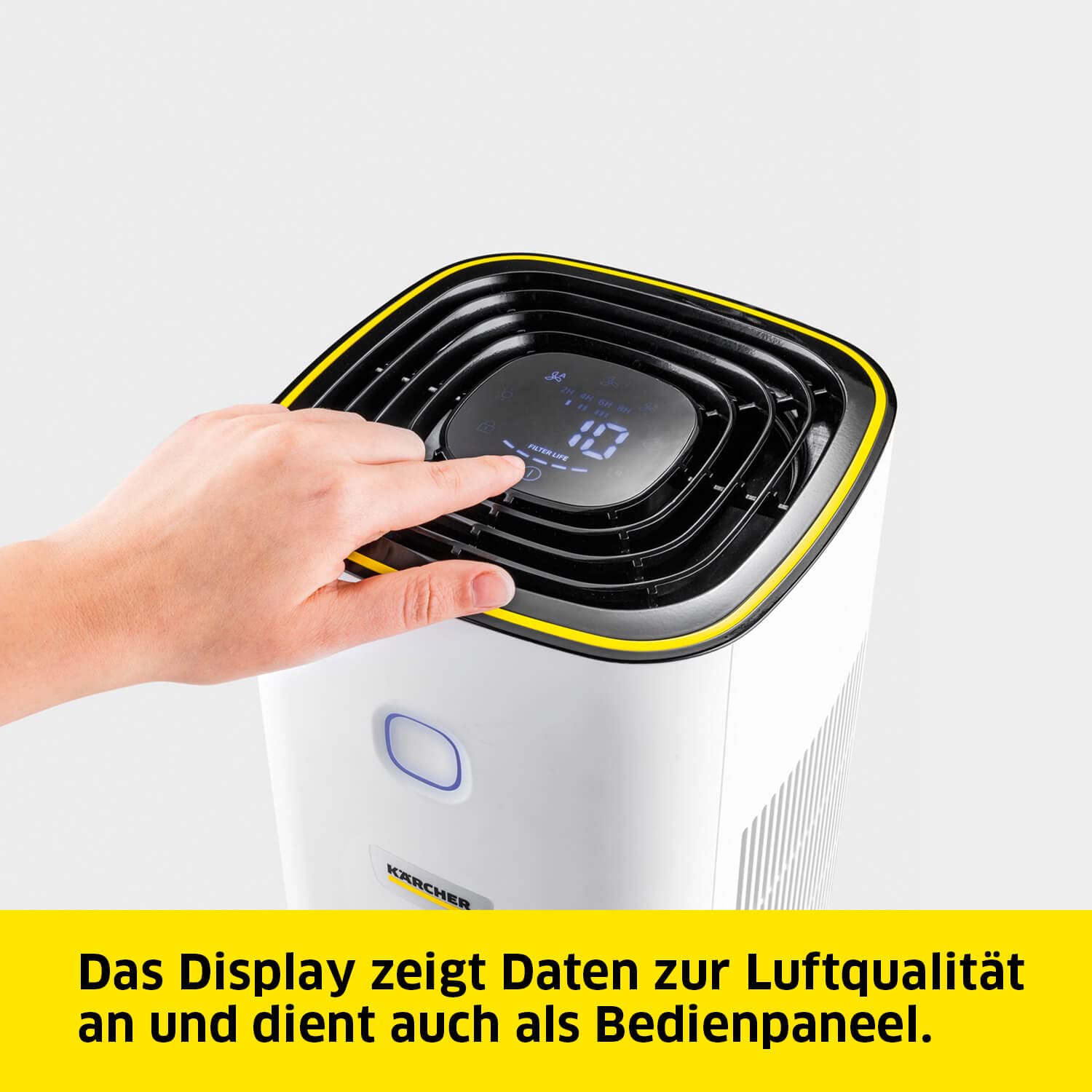 Kärcher Luftreiniger AF 20, Luftdurchsatz: 220m³/h, Raumgröße - 20-40 m², beseitigt 99,95% der Partikel bis zu 0,3μm wie Feinstaub, Aerosole, Allergene & Gerüche, Automatik-Funktion, Timer, Nachtmodus
