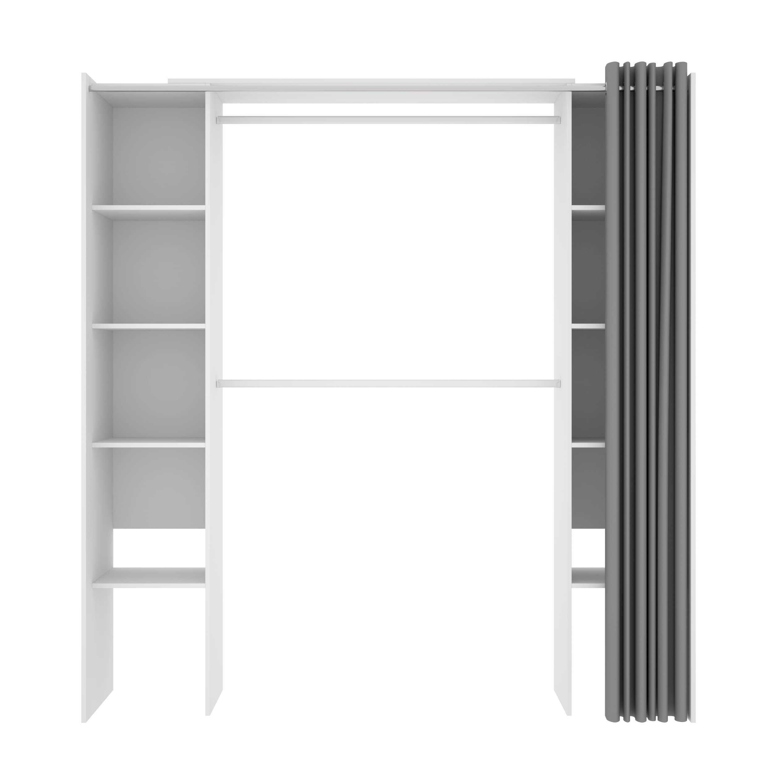 DEKIT GRUPO RIMOBEL SUIT - Cabina armadio aperta con ripiani regolabili e tenda - Bianco - 205 x 50 x 177,5 cm