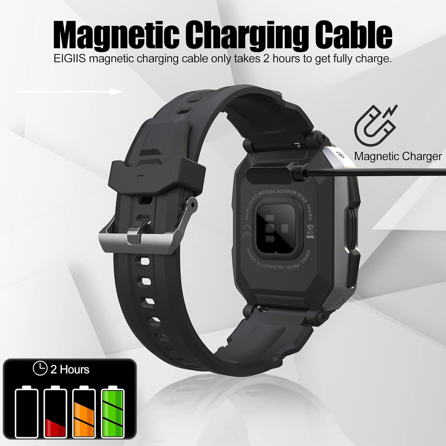Smartwatch Charger for EIGIIS Smart Watch C20 Magnetic USB Charging Cable 22 Inch Long 2 Pack Black : Cell Phones & Accessories
