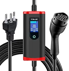 Carregador Para Carros Elétricos Portátil Inteligente Tipo 2 Bivolt 3,5kW Com Tela LED, Cabo 5m Com Ajuste de Corrente e Proteção IP65 – Compatível BYD, GWM, Nissan e Mais