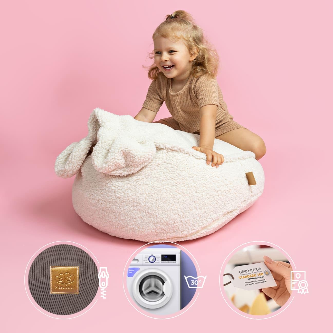 MEOWBABY Pouf Chambre Enfant - Fauteuil Poire Confortable et Léger - Pouf Poire Ergonomique pour Lecture et Jeu - Siège Douillet pour Fille et Garçon avec Remplissage de Billes, Côtelé, Turquoise