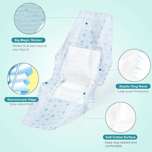 Miniatura 2 de Flying Paws Pañales absorbentes para perros machos, bandas para el vientre para perros machos con protección contra fugas, micción excitable,