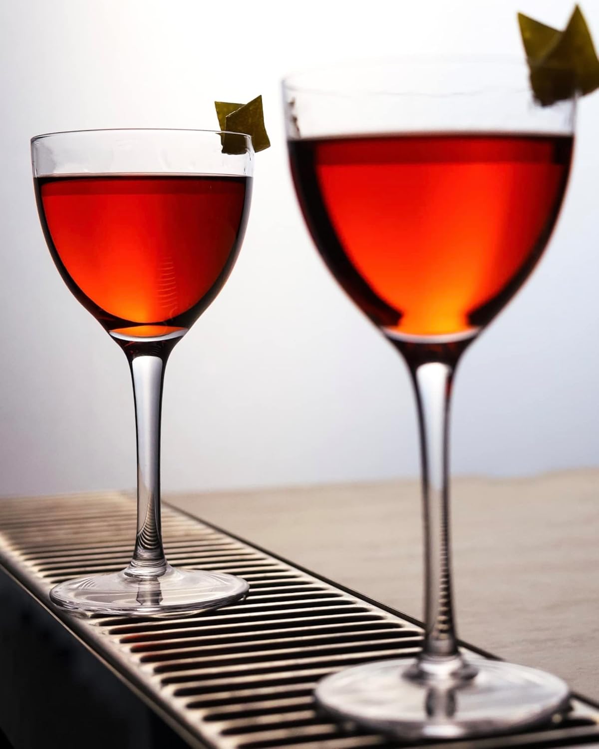 Nick and Nora Coupe Cocktail Glasses - Handblown Set of 2, Small Plain Vintage Coupe Glass to Serve a Manhattan, Martini, Aperitif, Algonquin, or Port Wine, 5-ounce (Plain, 2)