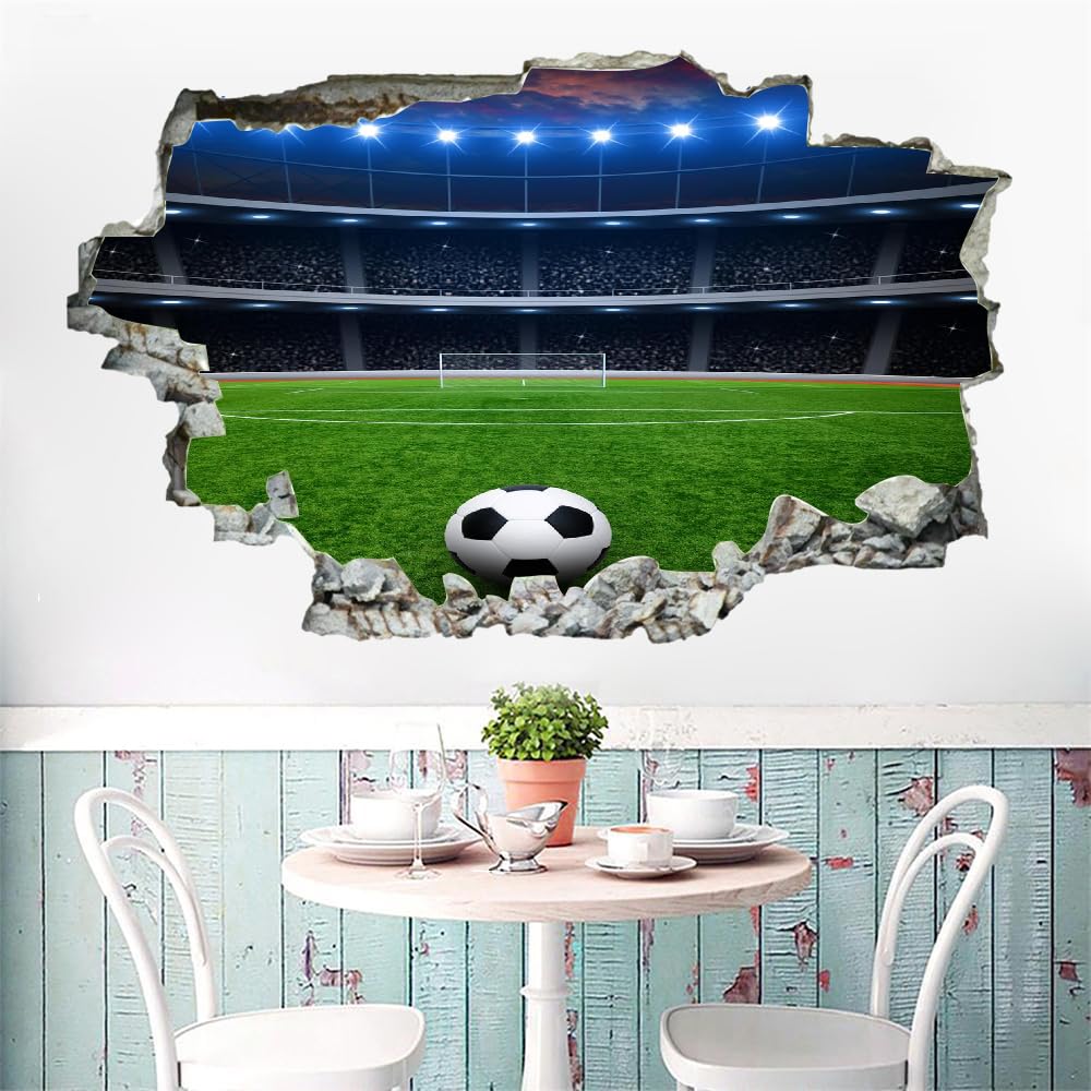 3D Wall Sticker Room Decor Camera Da Letto Decal Campo Da Calcio Tatuaggio Murale Rimovibile Per Bambini E Bambine Gli Sport Adesivo Decorativo Per Decorazioni Per La Casa Adesivi Murali