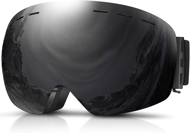 DADA-PRO Ski goggles, Mens Women Skiing goggles Adults Over Glasses OTG Anti-fog Frameless For Snowboard Jet Snow, UV Protection Sunglasses