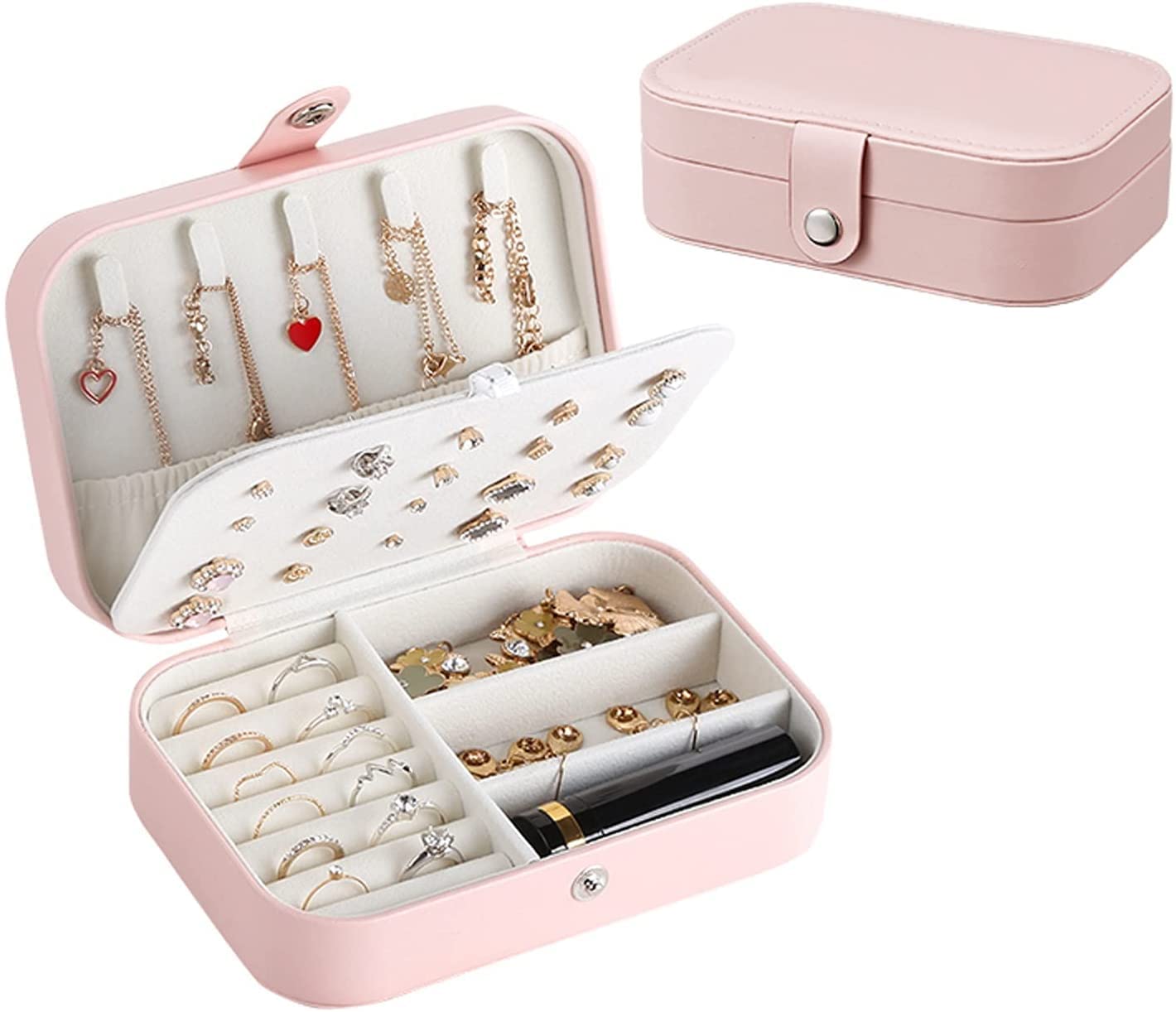 Boîte à bijoux anti-poussière en cuir PU souple, finition artisanale haut de gamme