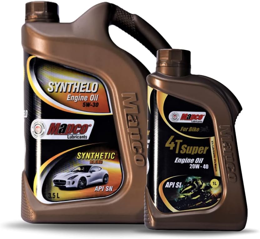 Mapco Allrounder Super Oil Set (suitable for both Car & Bikes) (Mapco Synthlo 5W30-3.5 Ltr) (4T Super Engine Oil 20W40-1 Litre)