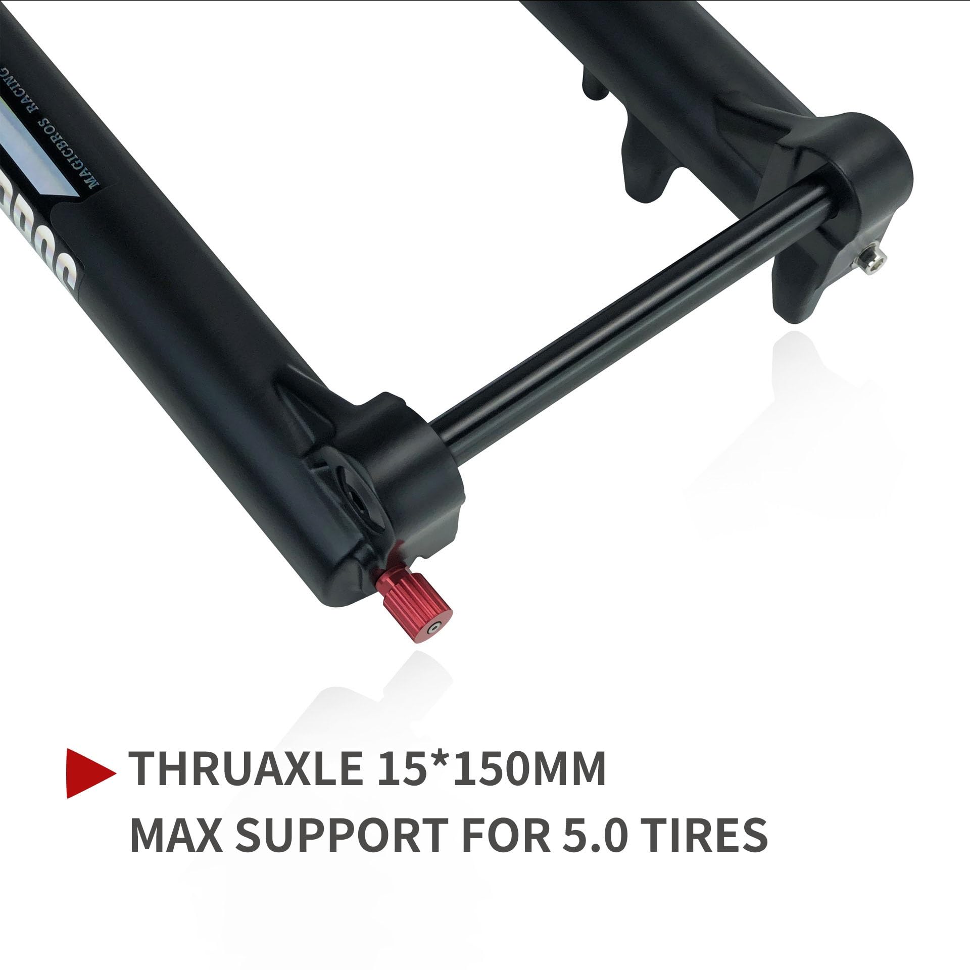Forcella Ammortizzata per Bici 26" 5.0 Pneumatico Forcella Fat Bike 1-1/8" Freno a Disco Dritto Bici elettrica Forcella ad Aria Escursione 190mm Perno Passante 15 * 150mm Forcella