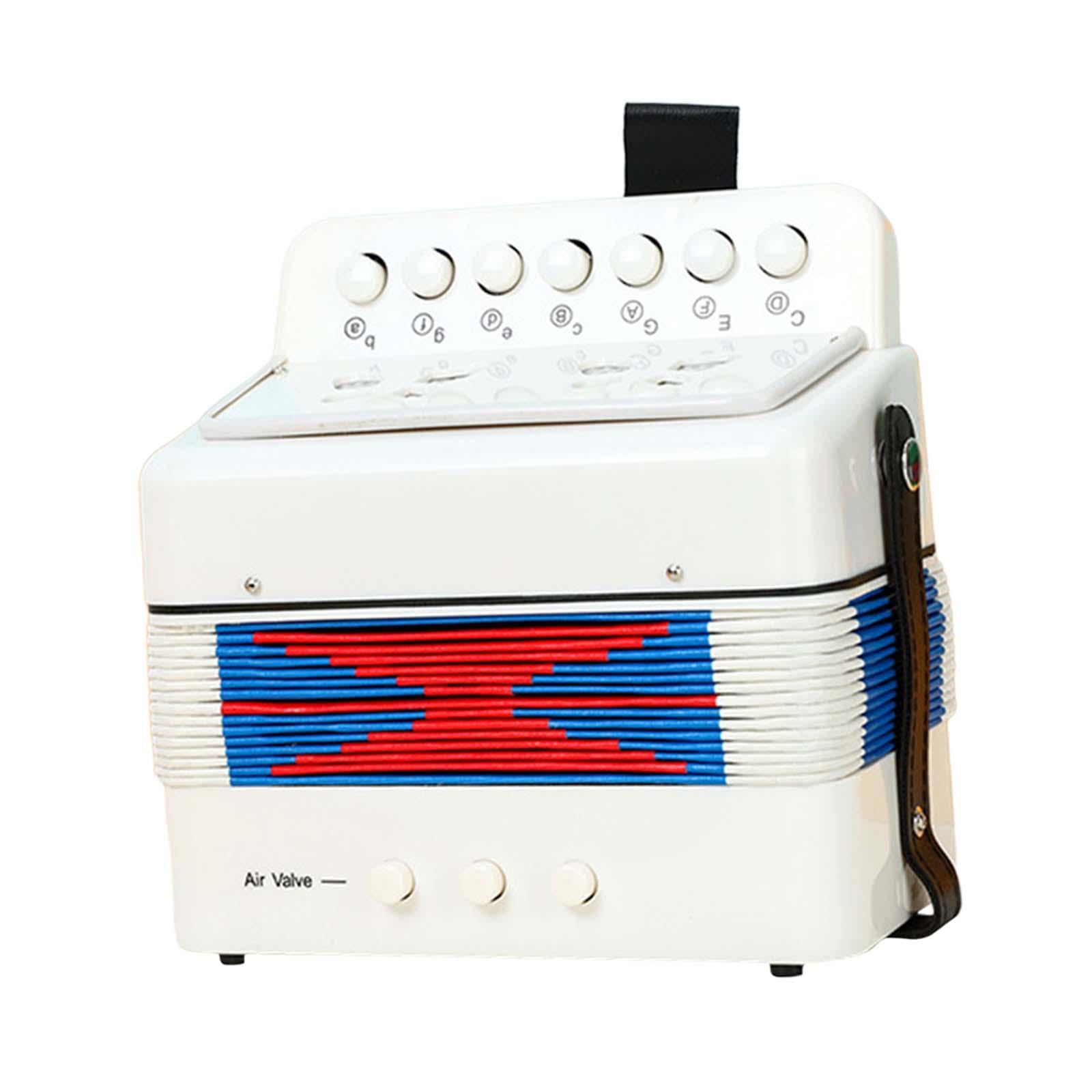 Accordéon Jouet pour Enfants, Instrument de Musique Amusant et Intuitif, Idéal Comme Cadeau D'anniversaire, Blanc