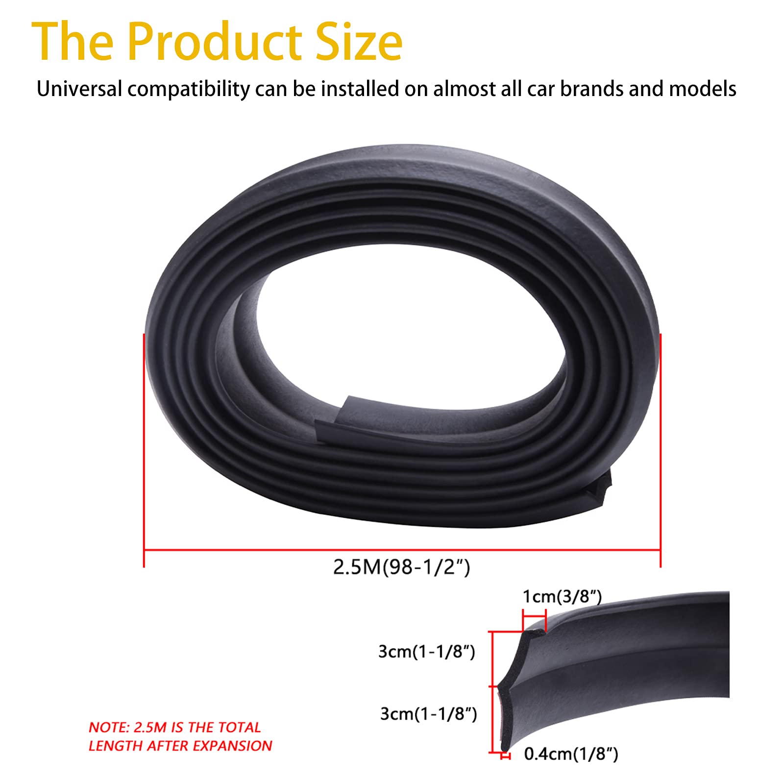 JMTBNO Protezione Paraurti per Auto Spoiler Auto 2.5m Protezione Paraurti Universale Strisce Adesive Lip Splitter Striscia di Gomma Spoiler Corpo Gonna Labbro Dell'auto Adesivo per Auto Camion SUV