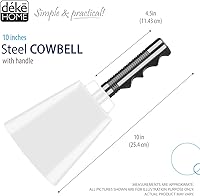 Vista 5 de Deke Home - Paquete de 2 cencerros de acero de 10 pulgadas con mango, generadores de ruido fuerte para fútbol americano, deportes, fiestas