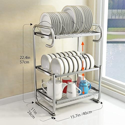 Miniatura 4 de Estante de acero inoxidable 304 para secar platos, cuencos, platos, cubiertos, utensilios de cocina, tablas de cortar, montado en la pared o soporte