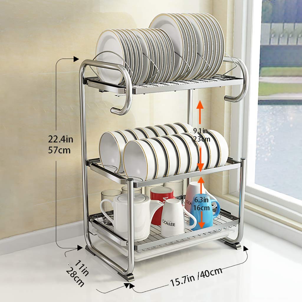 Scolapiatti in acciaio inox 304 per ciotole, piatti, posate, pentole e taglieri, montaggio a parete o piano di lavoro, soluzione di archiviazione per cucina nization