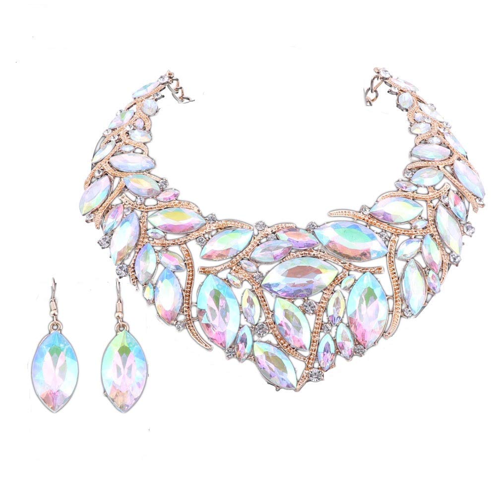 WangAfrican Beads Jewelry Sets Women Bridal Crystal Statement Necklace Earring Jewelry Sets