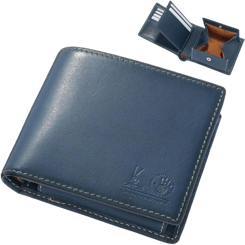 Amazon オリーチェ 二つ折り財布 バケッタレザー使用 財布 メンズ 02 ネイビー ORICE オリーチェ 財布