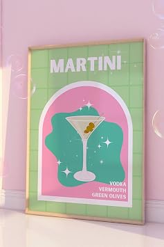 512 STORE A3 Kokteyl Poster Seti Estetik Duvar Posteri Martini 30x42 cm, A3.Kokteyl