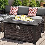 NOBLEMOOD 48 Inch Outdoor Propane Fire Pits for Outside, 50000 BTU Patio Gas Fire Pit Table with 304