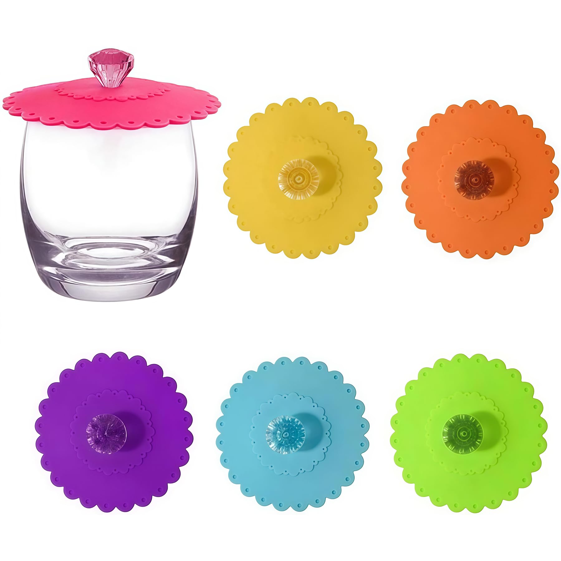 Couvercles hermétiques en silicone pour tasse x6 anti-poussière réutilisables