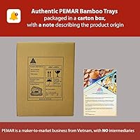 Vista 7 de PEMAR Juego de 4 bandejas de servir de mimbre de bambú para alimentos y bebidas, bandejas rectangulares para desayuno en la cama con asas, bandejas