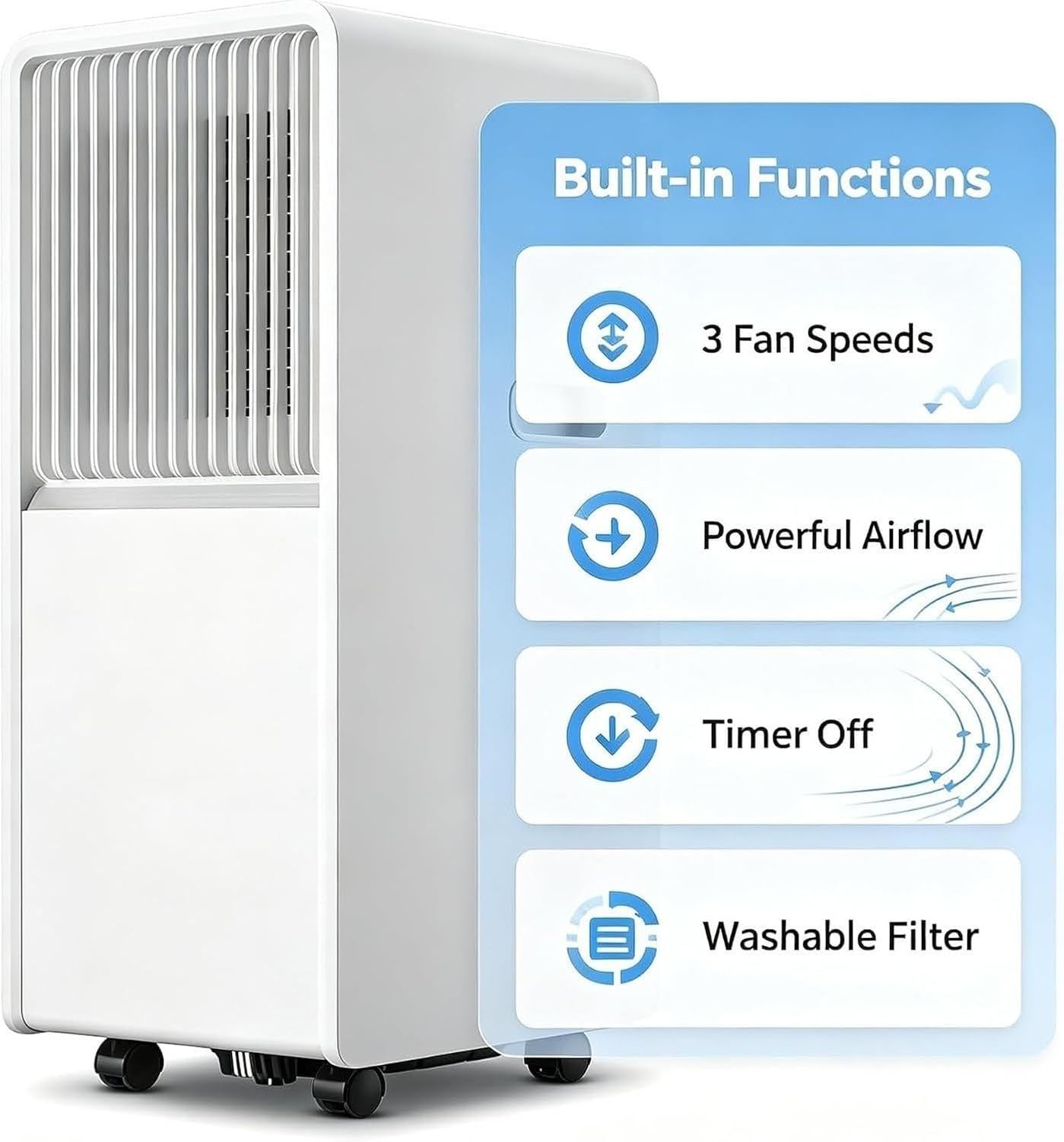 Aire acondicionado portátil 14000 BTU, enfriador de aire móvil con mando a distancia, temporizador programable 24 h, funcionamiento silencioso, ruedas para dormitorio Uf, estilo 5, 14000 BTU