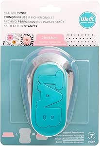 We R Memory Keepers Tab Paper Punch, Blue, with Sticker Sheets, Create Custom DIY Tabs, Easy to Use, Organize Files, Planners, Journals, Notebooks, and More