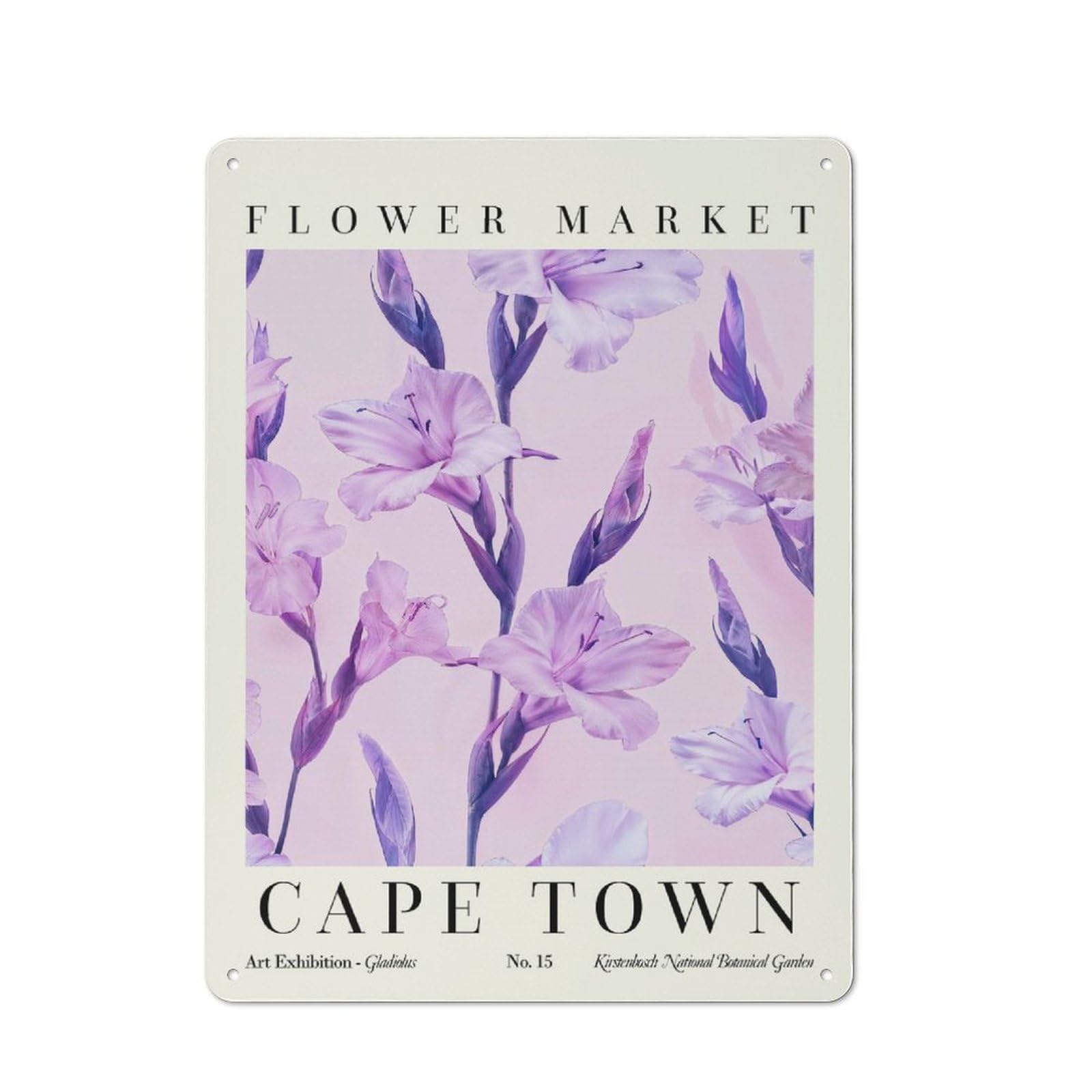 Junmoney Style-22 Gladiolus Cape Town Flower Market Retro-Style Tin Sign 40X30cm For Living Room Or Hallway, For Vintage Wall Decor Fans, For Themed Room Decoration