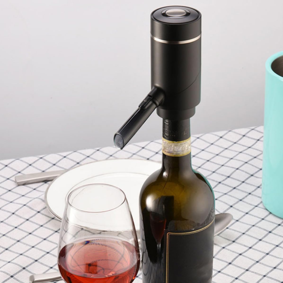 USHOBE Aérateur de Vin Électrique, Verseur Noir Une Touche, Abs