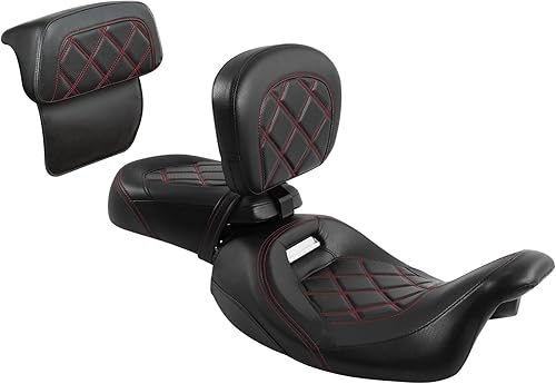 Miniatura 8 de Cojín de asiento de piloto de perfil bajo para motocicleta, almohadilla para respaldo de barra Sissy Bar para Harley Touring CVO Road King Street