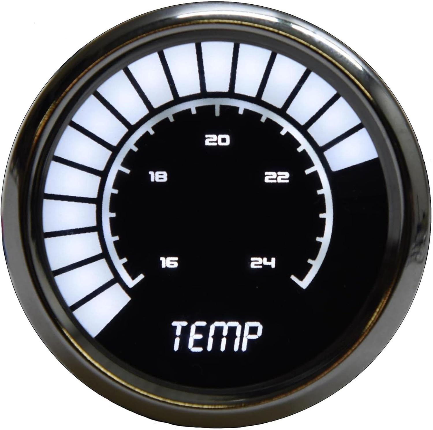 Intellitronix Universal Digital Bargraph Water Temperature Gauge with Chrome Trim (Green)