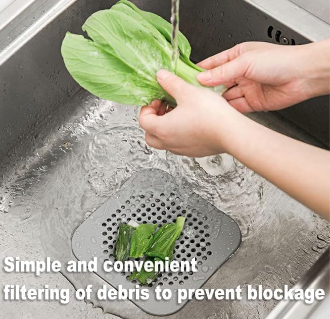 4-Piece Silicone Drain Pipe Protector Set, Including Suction Cup Type, Sink Strainer Protector, Shower Cap Catcher, Sink Strainer, and Bathroom Strainer Plug, Suitable for bathrooms and Kitchens.