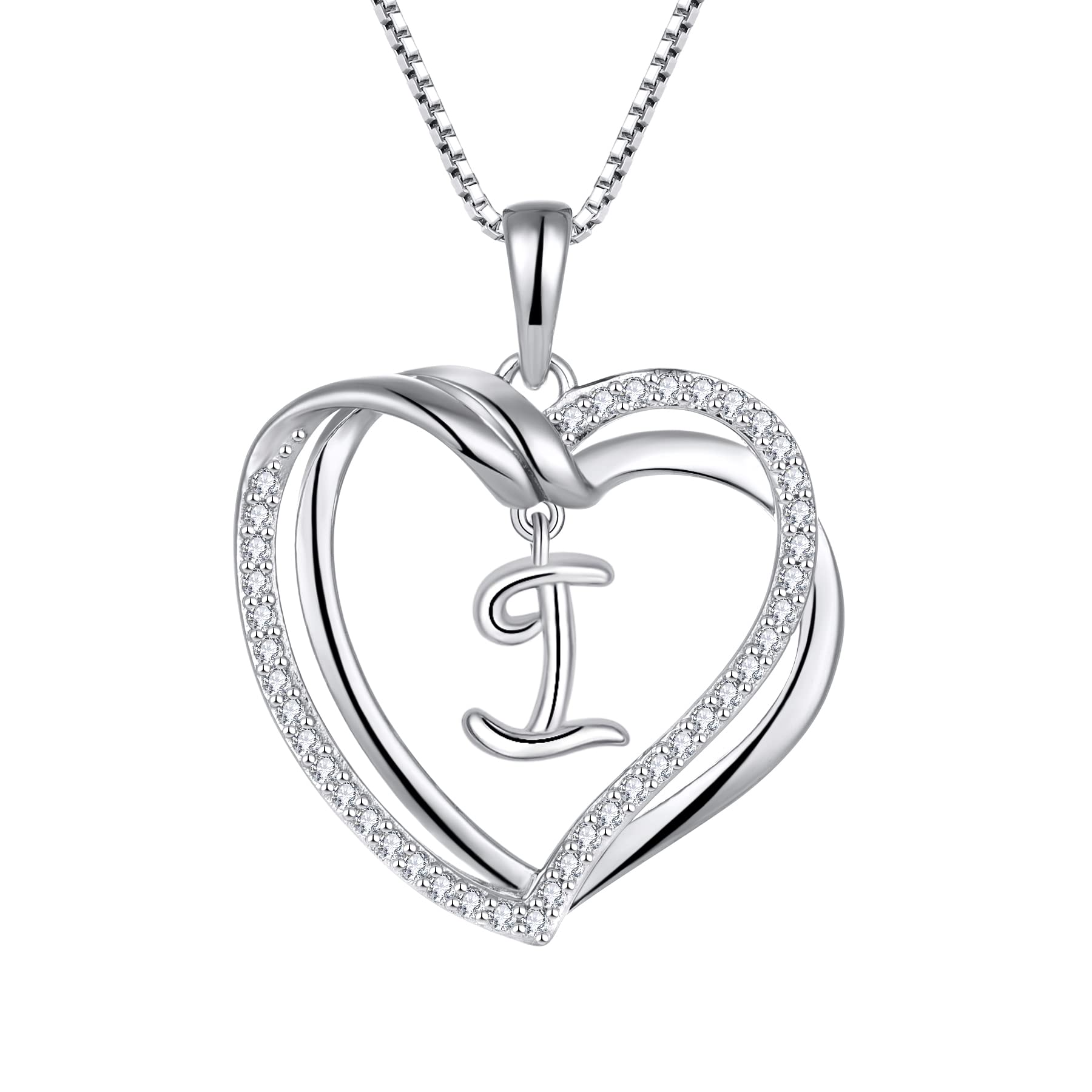 Starnny Women's Necklace,925 Sterling Silver 26 Letter Initial A-Z Pendant with 3A Cubic Zirconia Jewellery for Women