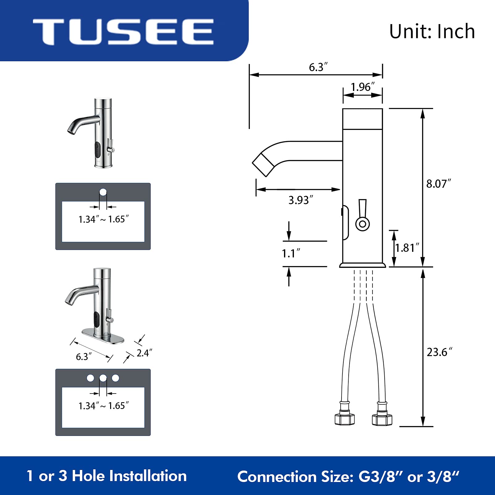 Touchless Bathroom Faucet - Auto & Manual Control -5