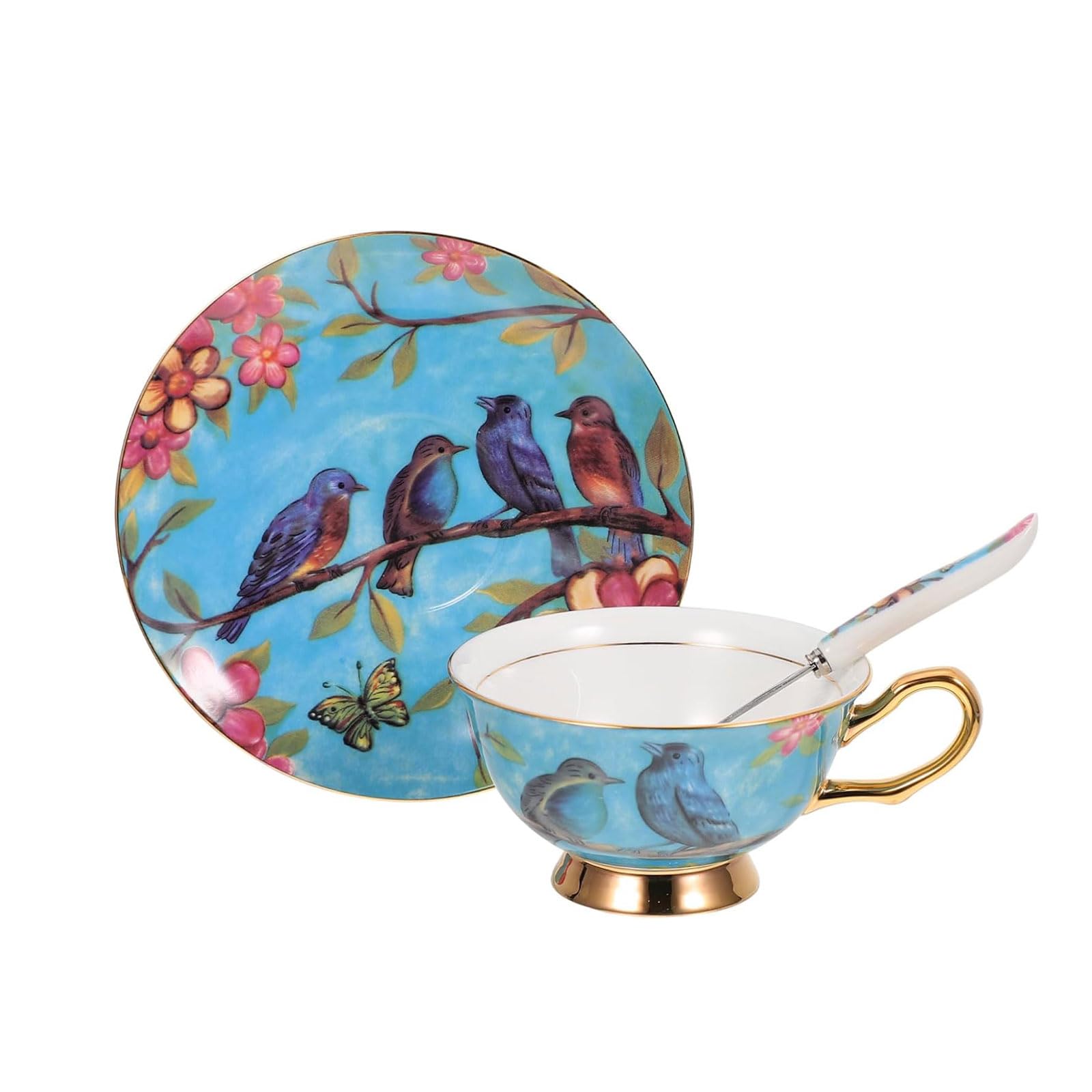 Tazza da tè 1 set di tazze da caffè in porcellana, set di piatti per ragazza in ceramica in stile europeo con manico e piattino, adatto per caffetteria, ristorante Tazza di caffè