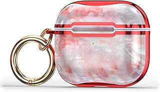 جراب من البولي يوريثين المقاوم للحرارة ممتاز باضاءة LED امامية مرئية للنساء والرجال متوافق مع علبة سماعات ايربودز 3 الجيل الثالث 2021 نمط بولي اللدن بالحرارة ستانلس ستيل