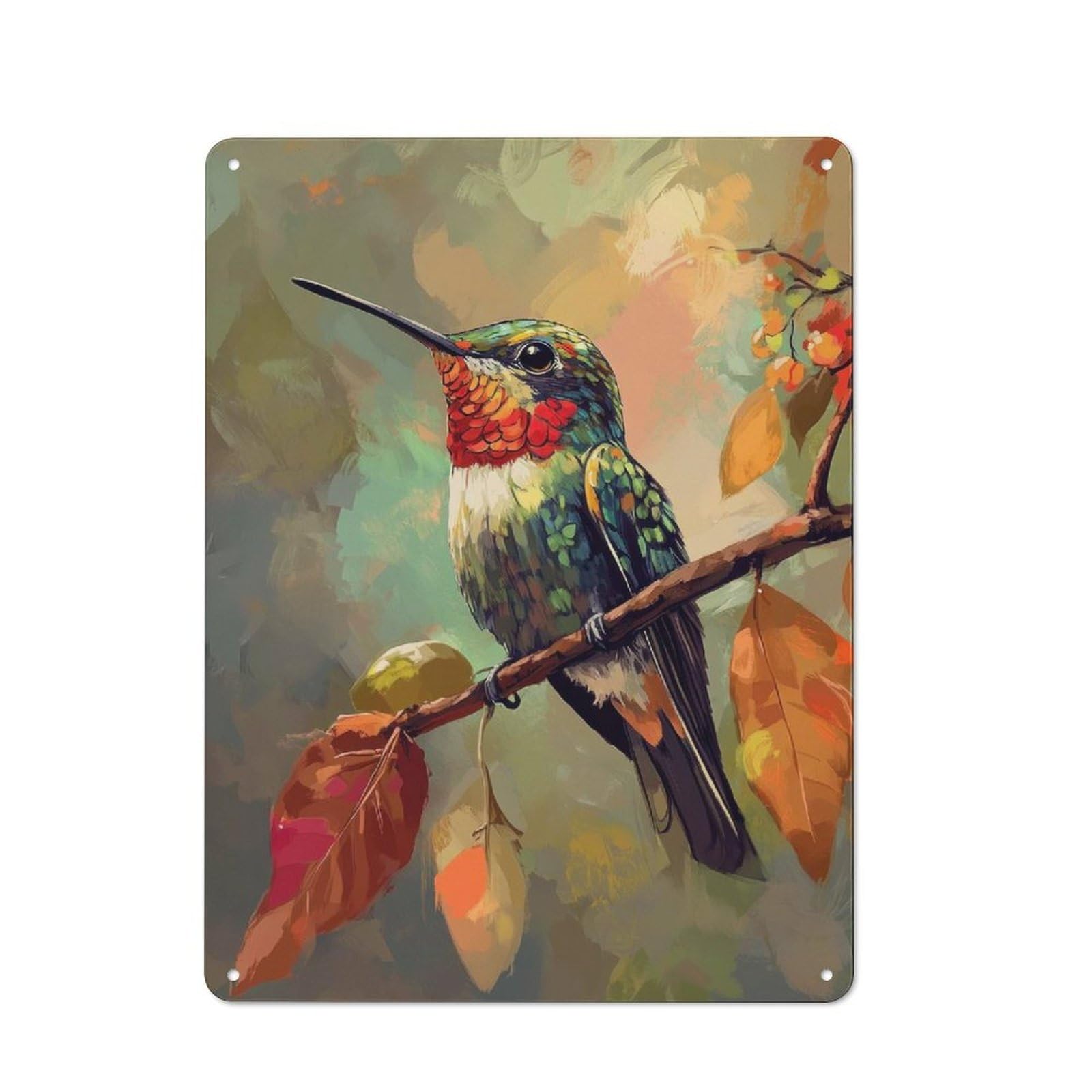 Junmoney Hummingbird On Branch Retro Metal Sign 40X30cm Featuring For Bar Or Restaurant, For Bar Decor Enthusiasts