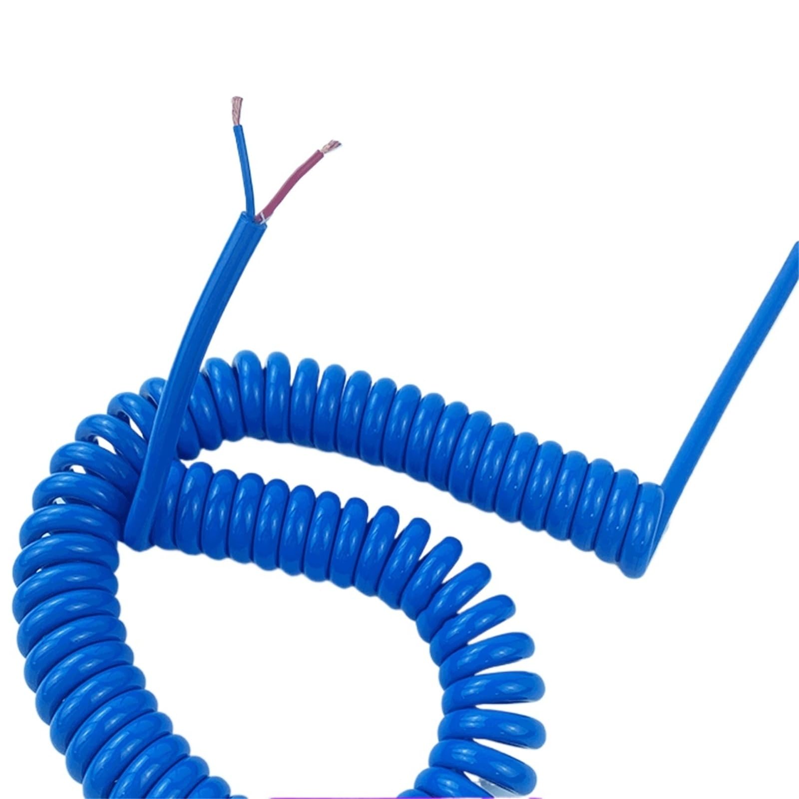 Câble électrique spiralé en polyuréthane bleu à robustesse améliorée