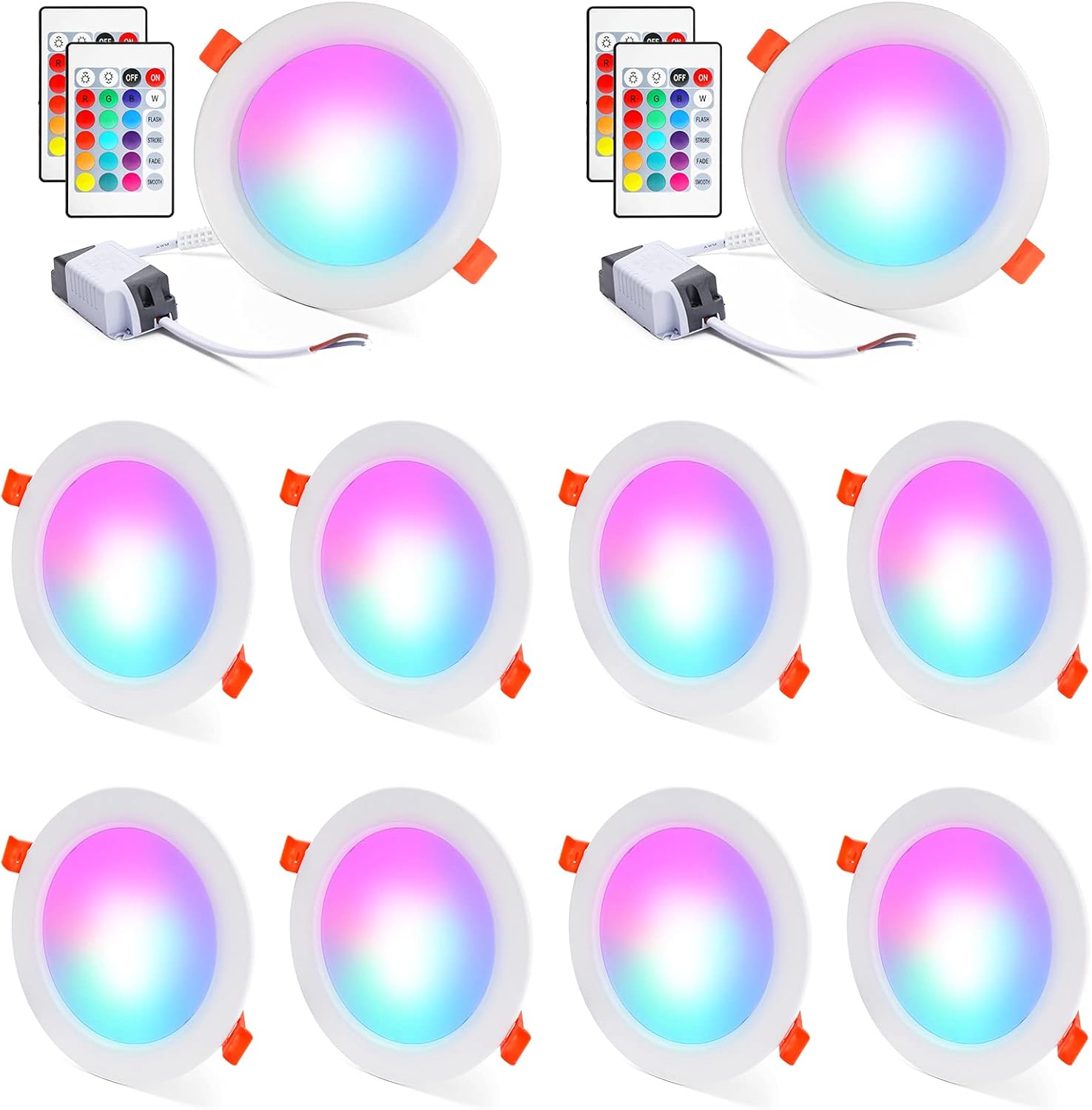 4 Inch LED Pot Lights 10W RGB Recessed Lighting Dimmable LED Ceiling