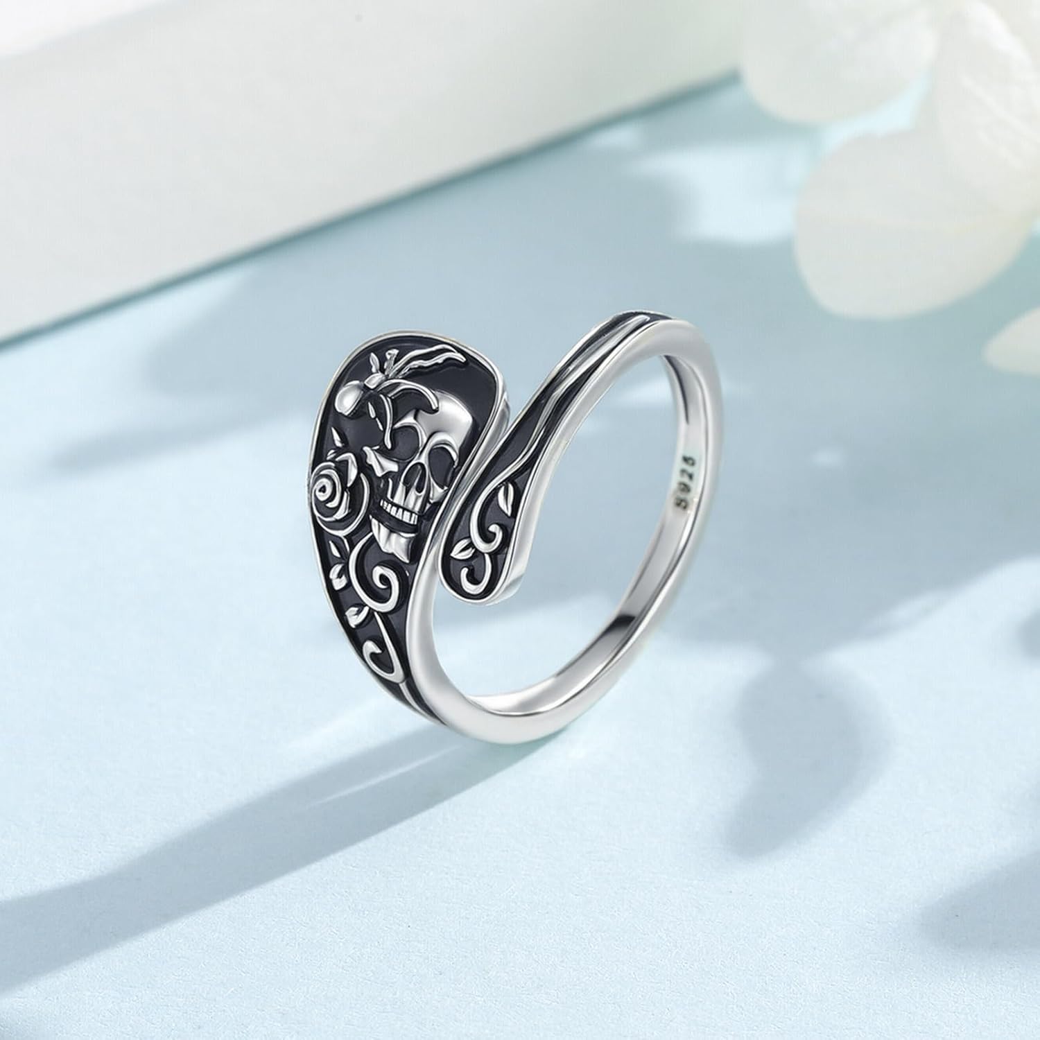 MEDWISE Spoon Ring 925 Sterling Silver Skull Ring Vintage Antique Spoon Rings Adjustable Thumb Rings for Women Christmas Gifts 2025 - Image 2