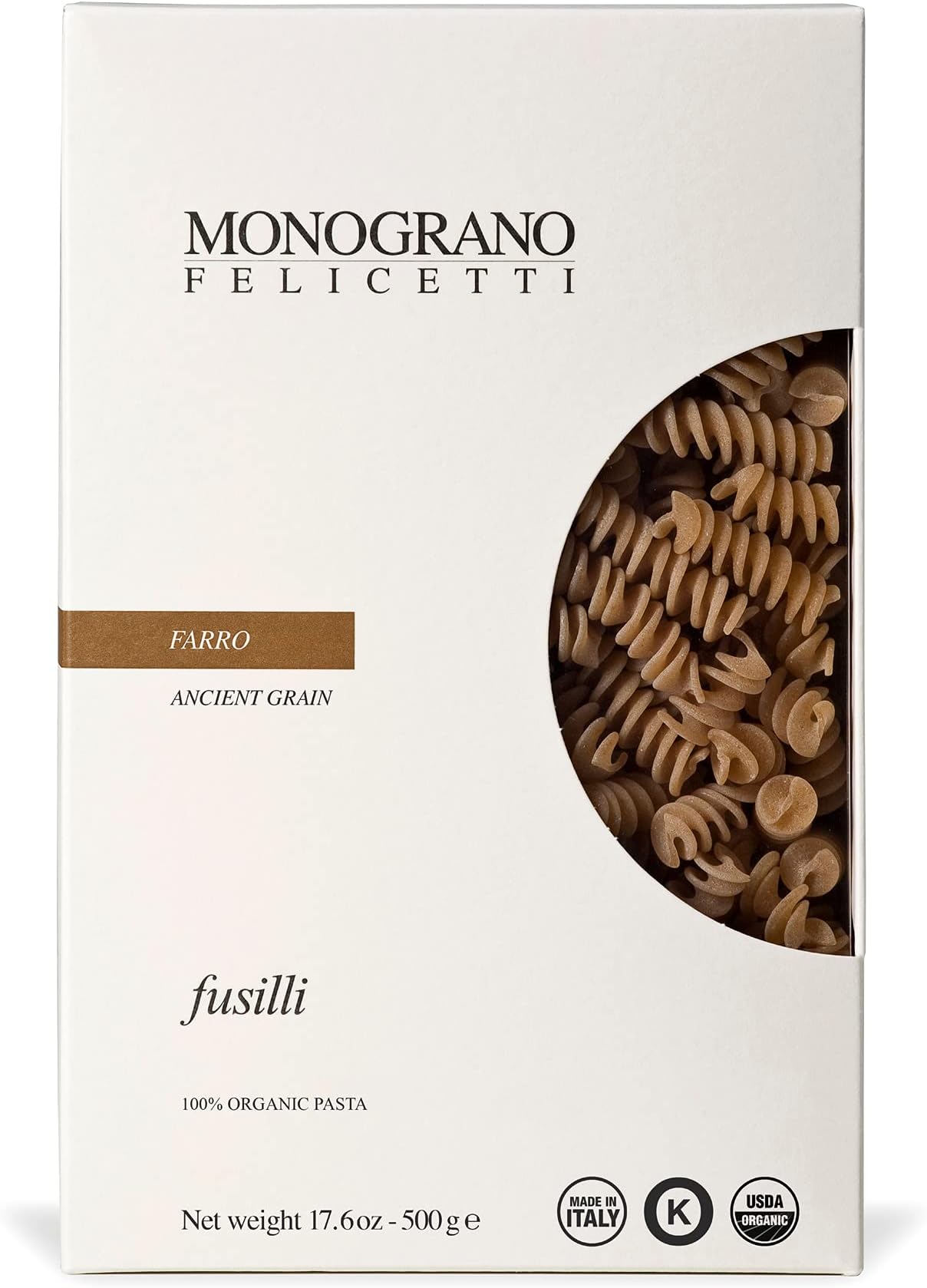 Farro Fusilli Pasta Italian Organic Non-GMO 17.6oz (500g)