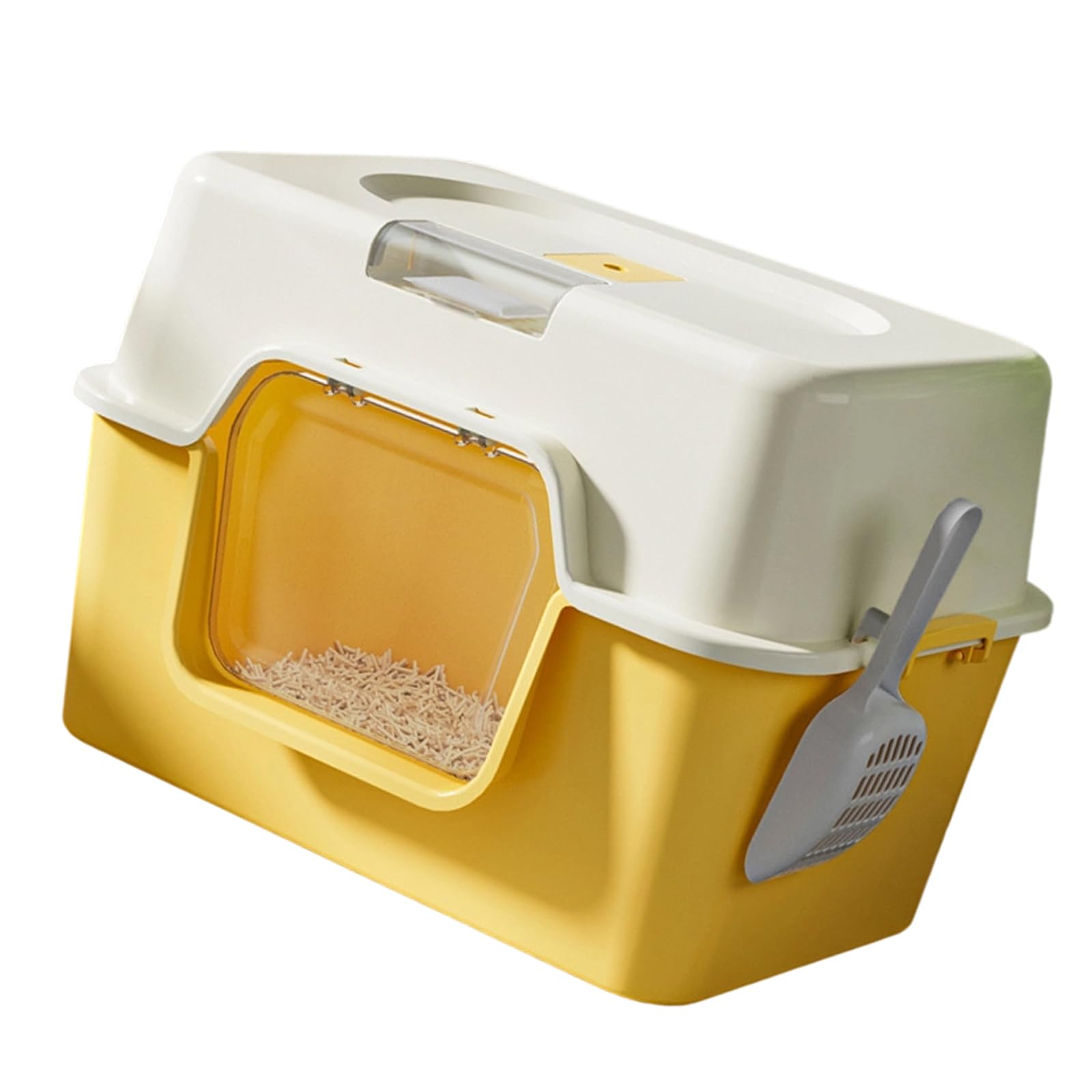 Caja de arena para gatos, conejos, control de olores, no se pega, superficies lisas, contenedor de arena cerrado, bandeja de doble capa para gatos