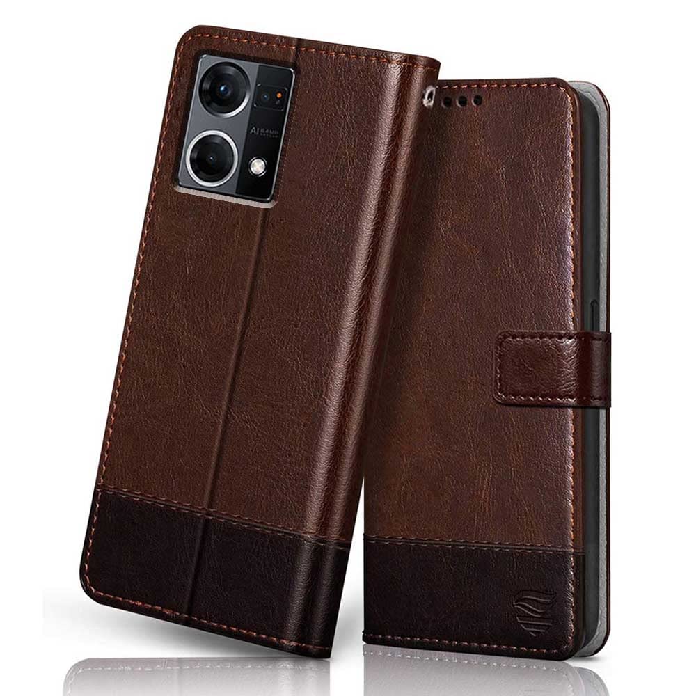 FLIPPED Vegan Leather Flip Case Back Cover for Oppo F21 Pro 4G (Flexible, Shock Proof | Hand Stitched Leather Finish | Card Pockets Wallet & Stand | Brown with Coffee) (B09Y24T162) Amazon Price History, Amazon Price Tracker