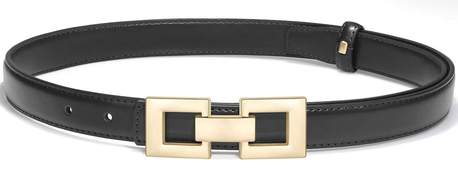 Glamorstar Women Skinny Belts Thin PU Leather Waist Belt with Gold Buckle