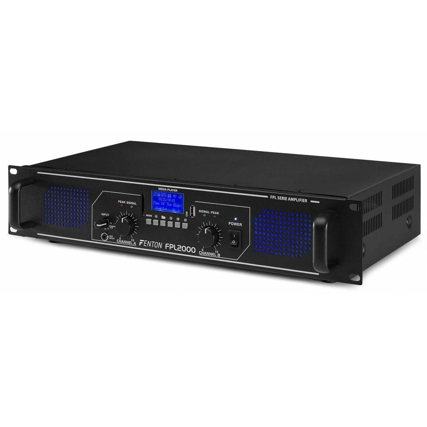 Fenton FPL2000 Amplificador Digital LED Azules con Reproductor Multimedia