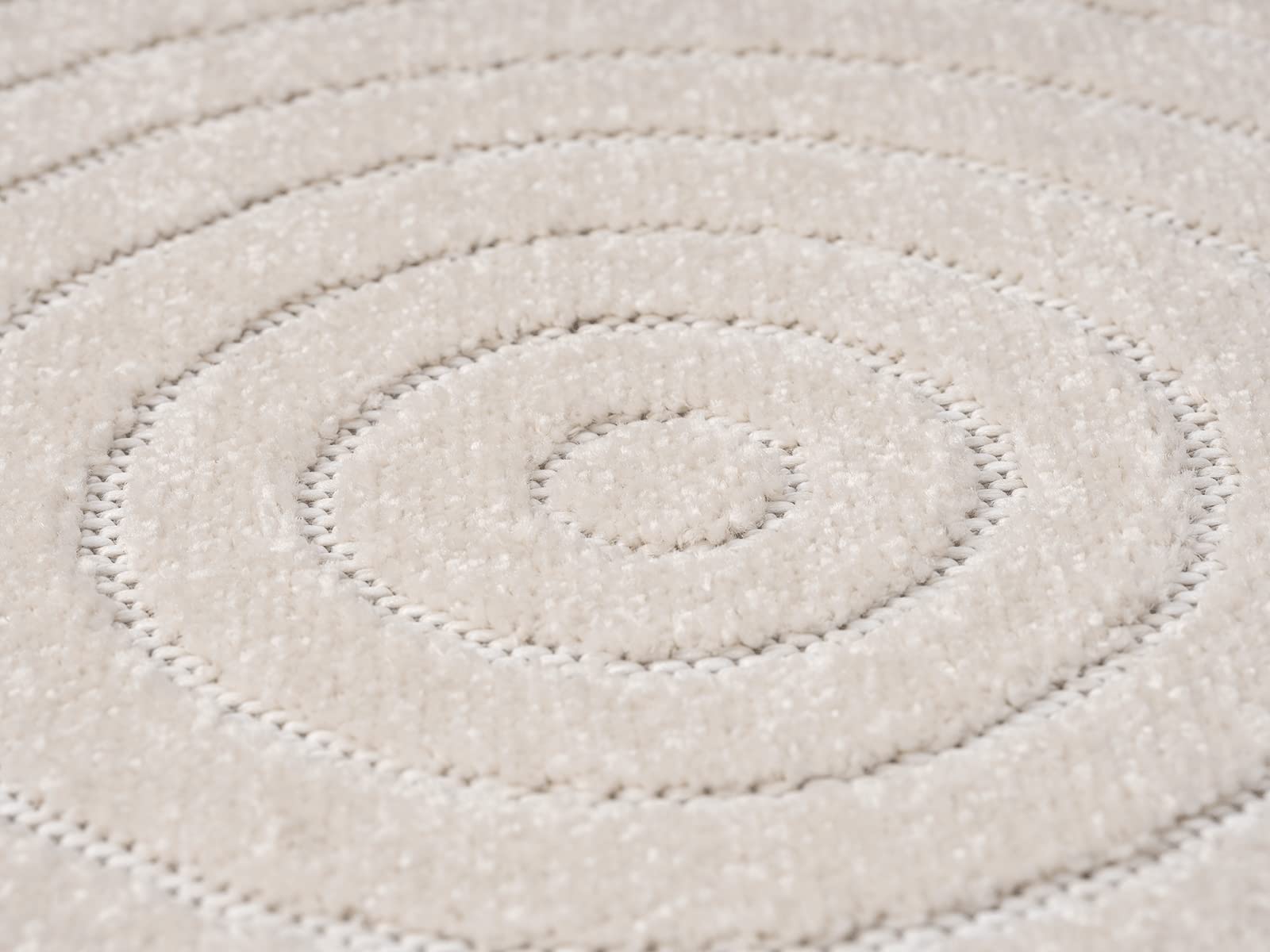 the carpet Santo Plus – Tapis d'extérieur de Haute qualité, adapté au Salon, à la Chambre et à la terrasse, résistant aux intempéries, Durable et Facile d'entretien, Crème, 160 cm Rond