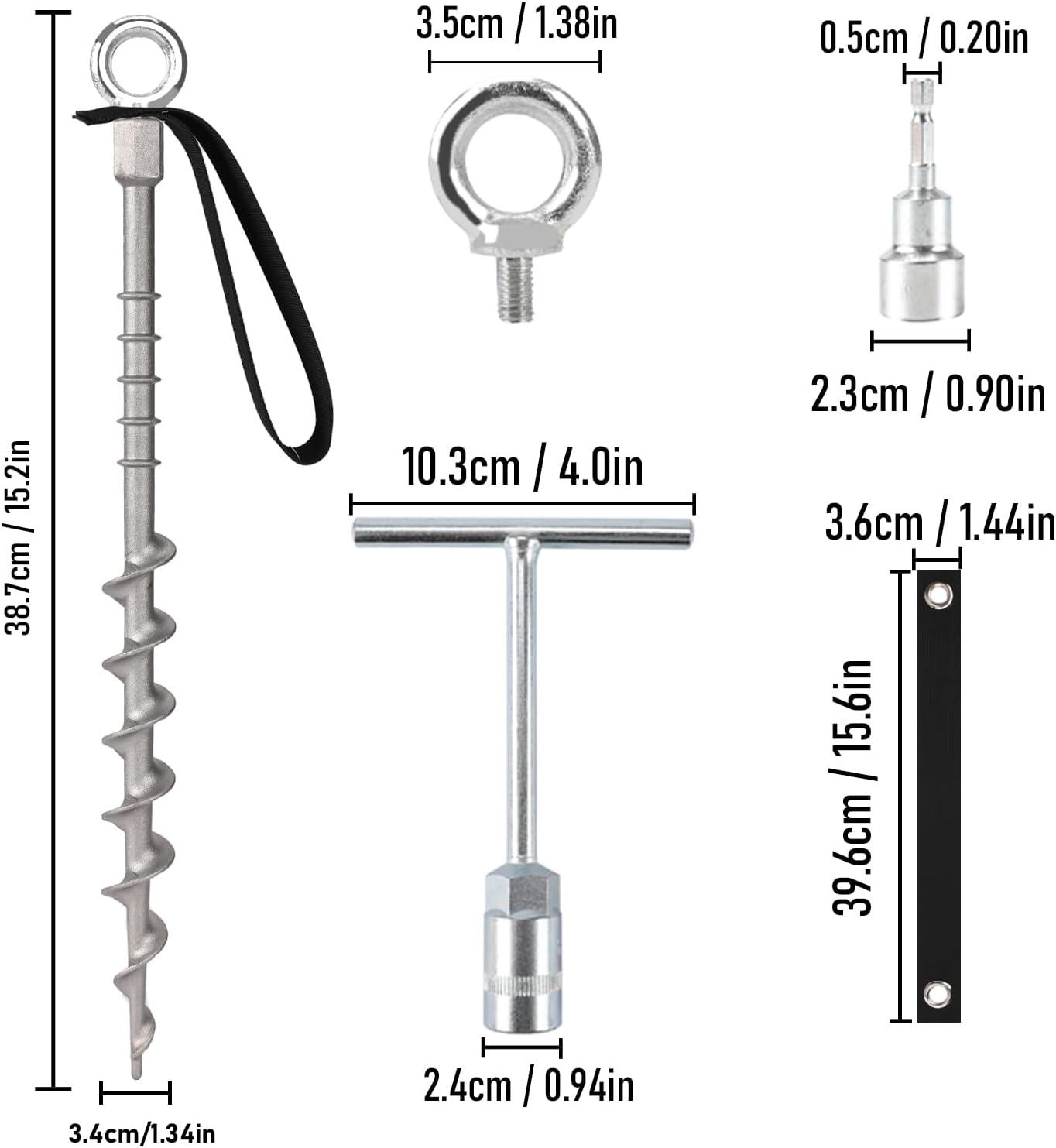 8 PCS Screw in Tent Stakes for Women Men Ground Anchors for Sand, Trampolines, Camping - Aluminium Heavy Duty Rust Prevention Pegs Spikes Drillable Threaded Anchor Stake - Silvery 14 inch