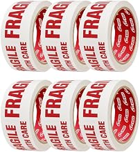 BOPP Packaging Fragile Handle with Care Tape | Cello | 48mm / 2" Width | Bopp Industrial Packaging Tape for E-Commerce Box Packing, Office and Gift Wrapping & Diy | 65 Meter Pack of 6
