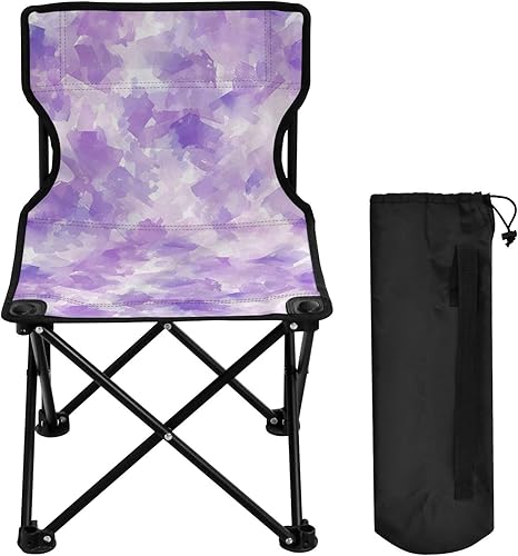 Miniatura 4 de KLL Sillas de playa portátiles de acuarela abstracta, lila, morado, rosa claro, silla portátil ultraligera con bolsa de transporte, silla de pesca