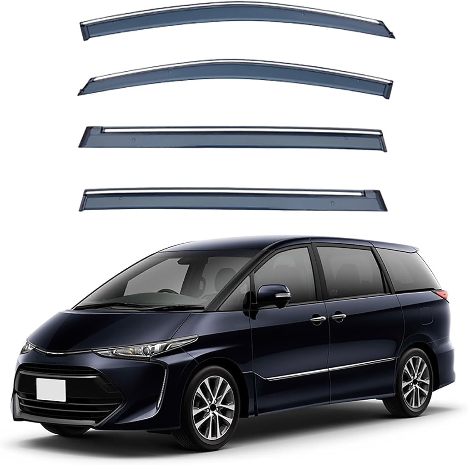 Liufangfc Normal Wind Deflectors For Toyota Estima Mk3-Xr50 2006-2019 – 4Pc Tape-On Smoked Visors, Weatherproof, Anti-Salt/Snow, Low-Noise